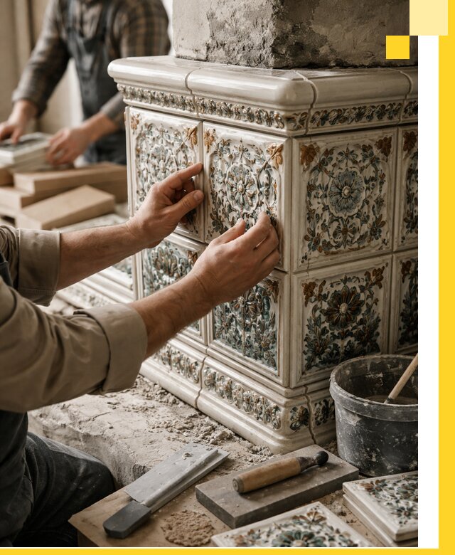 Изразцовые камины под ключ в Сергиеве Посаде: проект и монтаж