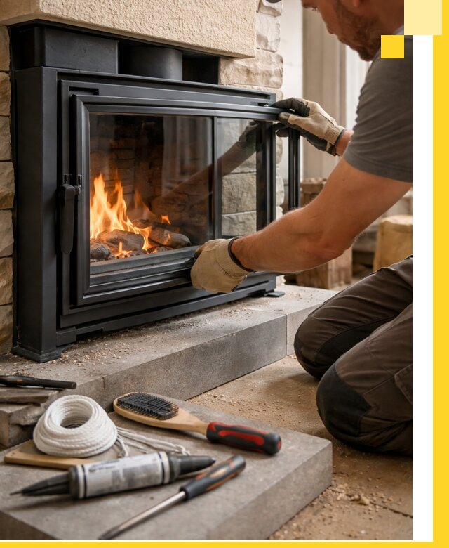 Производство, монтаж и доставка каминов со стеклом в Сергиеве Посаде