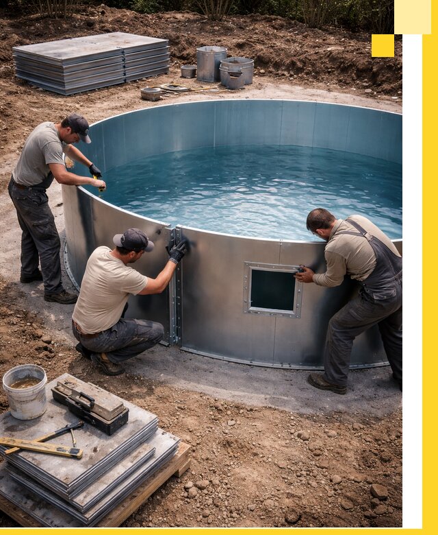 Круглые бассейны под ключ в Сергиеве Посаде проектирование и монтаж