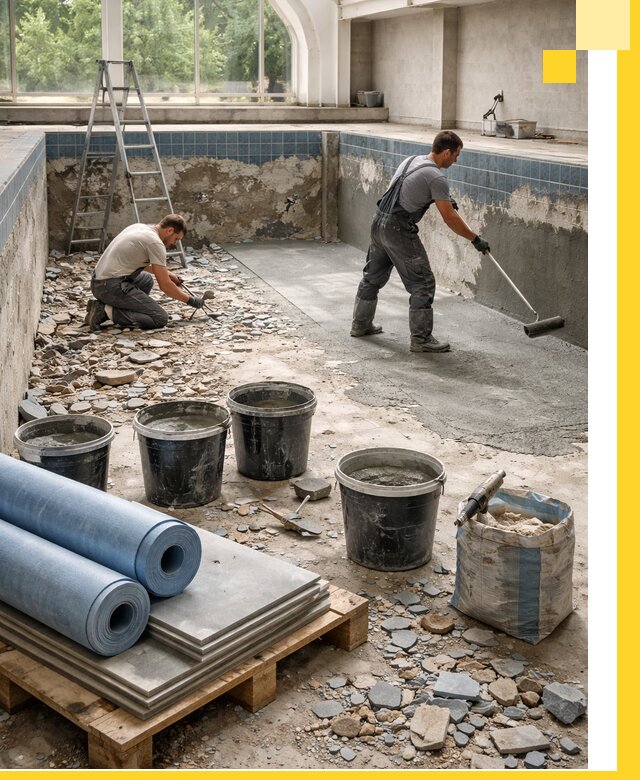 Реконструкция бассейнов в Сергиеве Посаде: ремонт, гидроизоляция