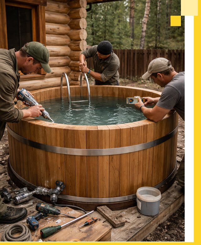 Строительство бань с купелью под ключ и отделкой в Сергиеве Посаде