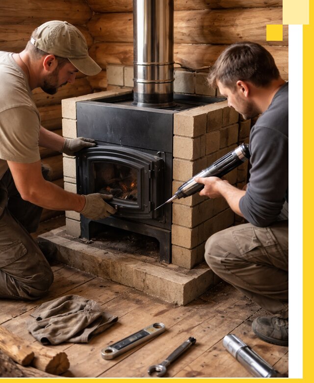 Монтаж и установка печи в бане под ключ с гарантией в Сергиеве Посаде