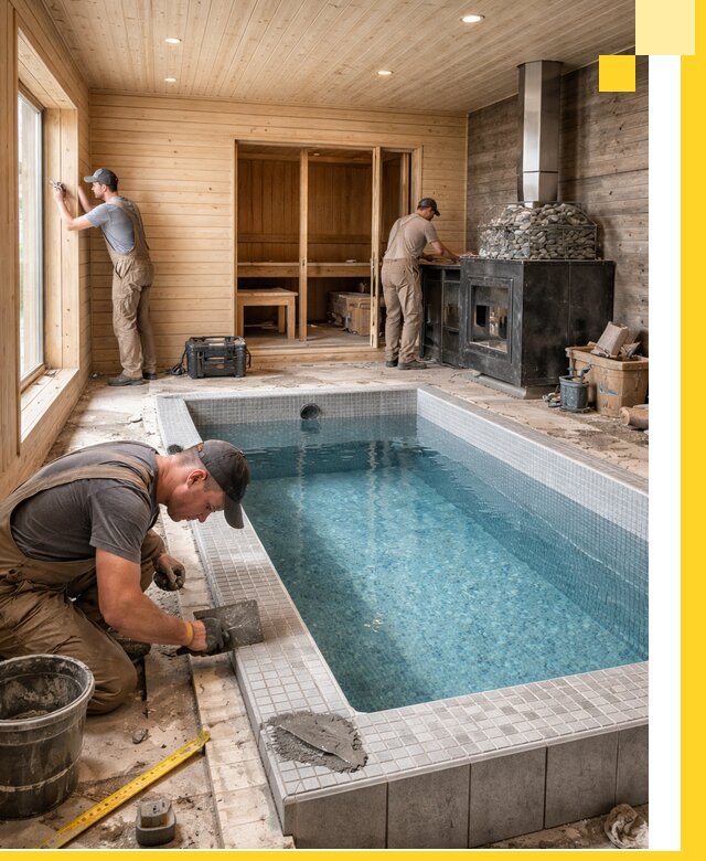 Проект бани с бассейном и сауной в Сергиеве Посаде под ключ