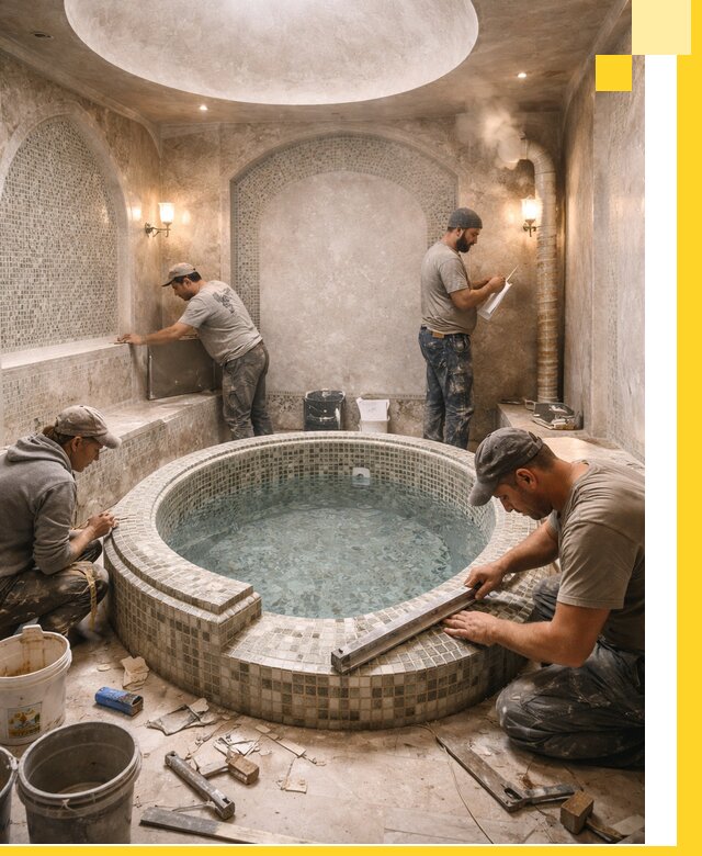 Профессиональное строительство хамама с бассейном в Сергиеве Посаде под ключ