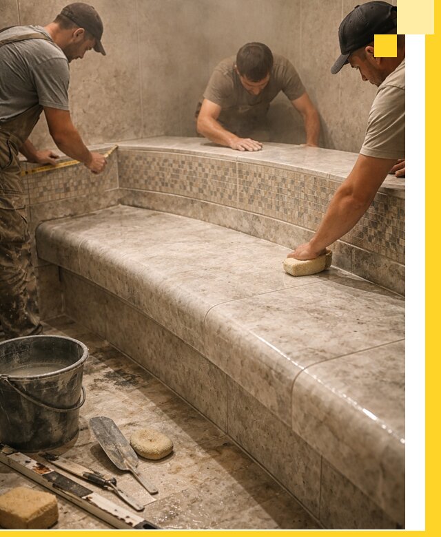 Изготовление и установка сидений для хамама в Сергиеве Посаде