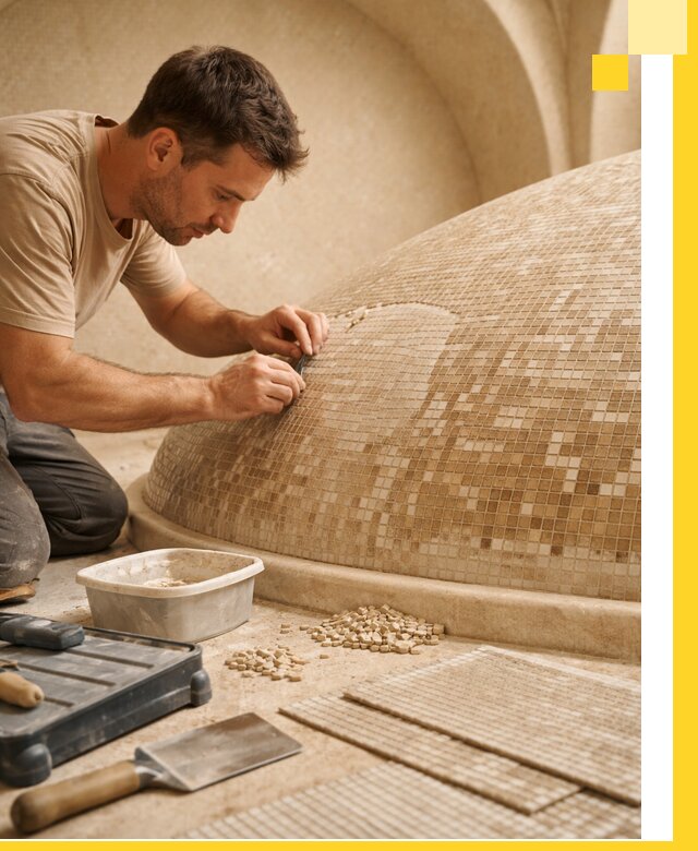 Профессиональная укладка мозаики для хамама под ключ в Сергиеве Посаде