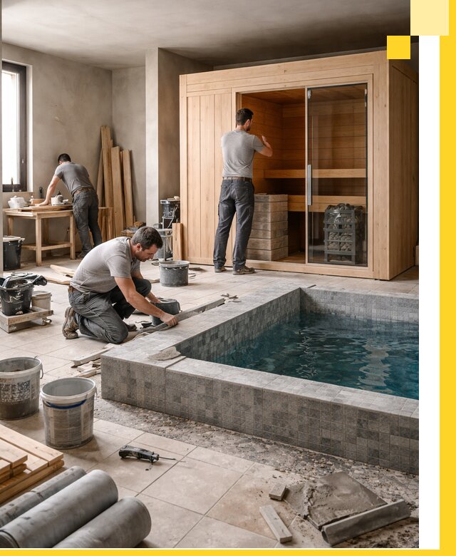 SPA зоны под ключ с бассейном сауной и печью в Сергиеве Посаде